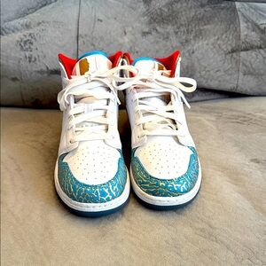 Jordans White and Blue Sneakers